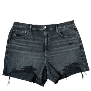 NEW American Eagle Highest Rise 90s Boyfriend Shorts Distressed Black Size 18